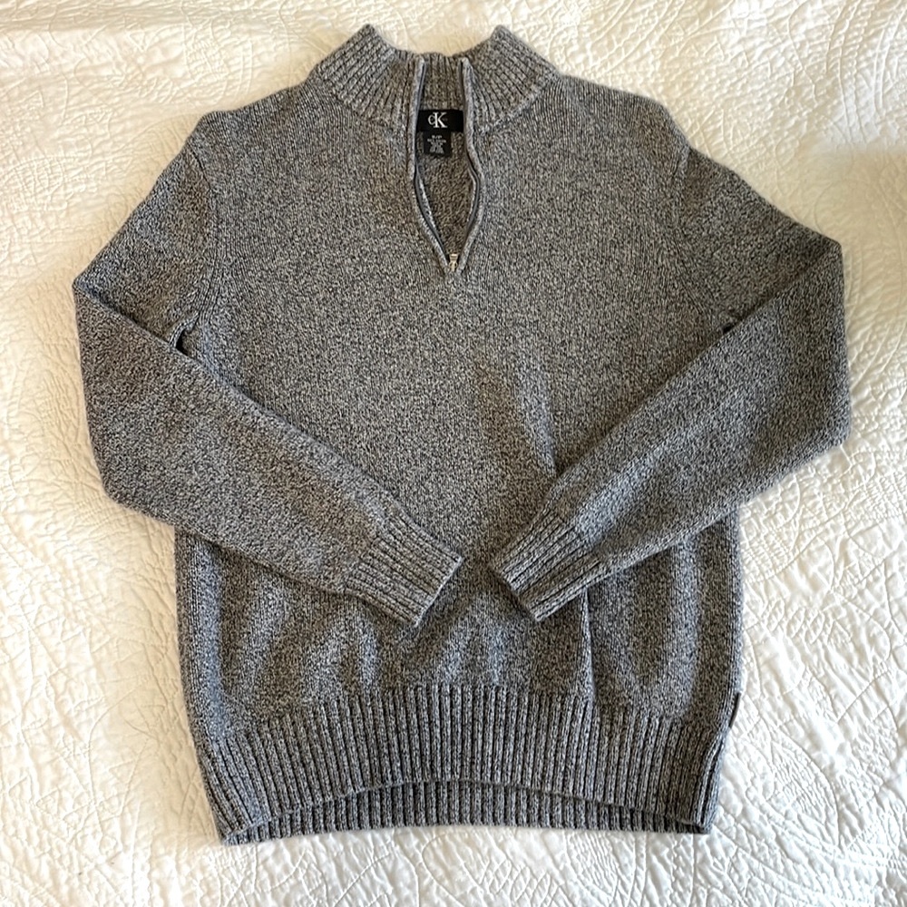Gray Calvin Klein Knit Quarter Zip Sweater